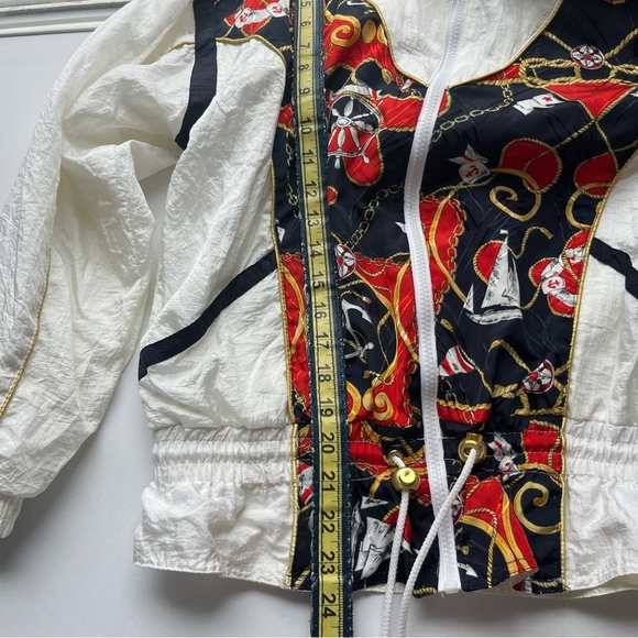 Vintage Track Poker Elastic Waist Lightweight Full Zip Jacket Coat White Medium - Picture 8 of 10